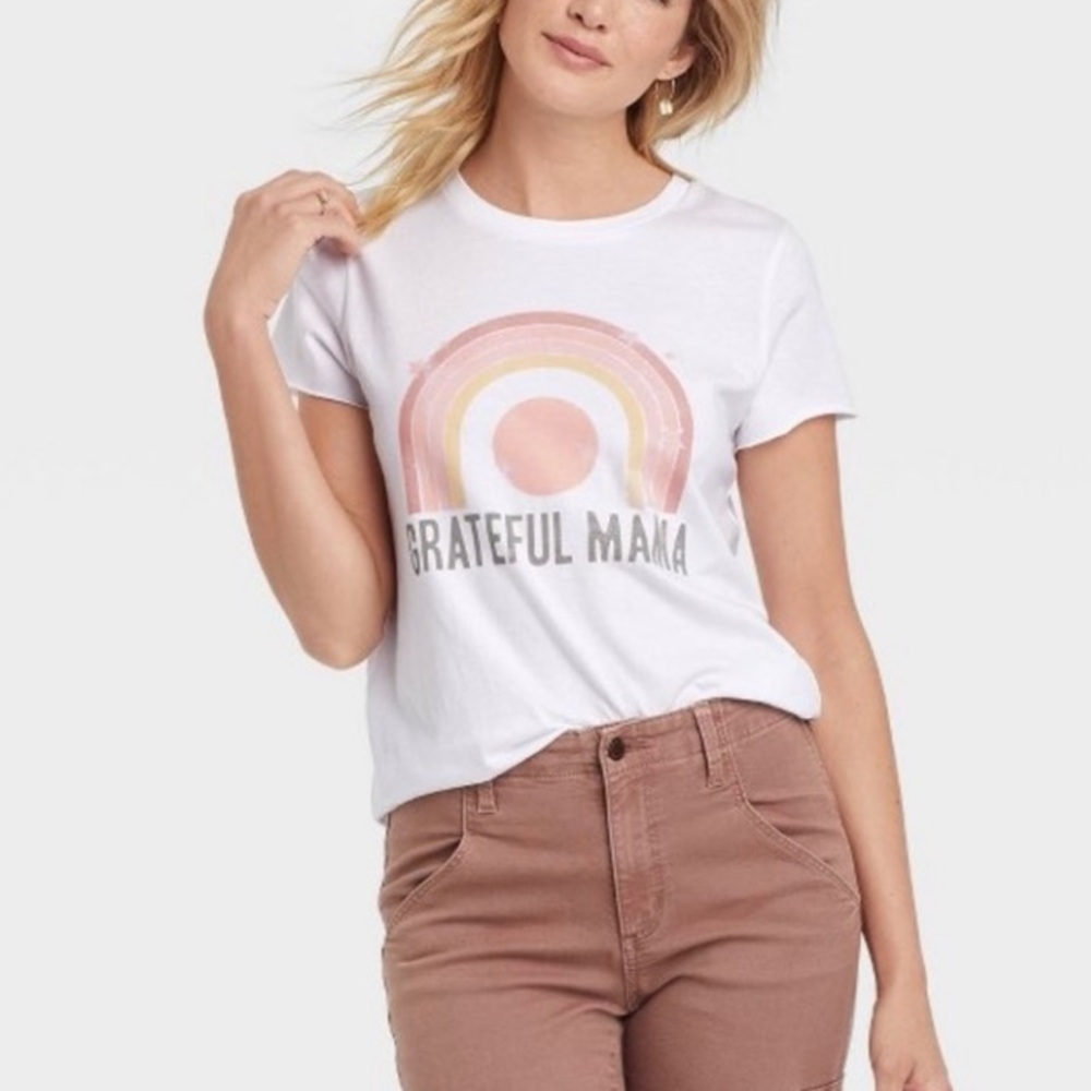 Grayson Threads - Grateful Mama Short Sleeve Graphic T-Shirt‎ - White - NWT